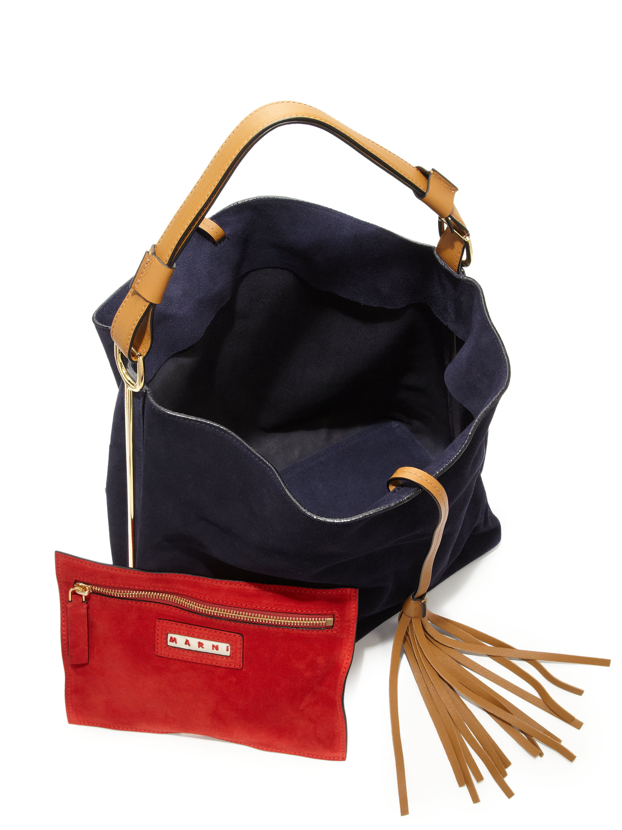 Lyst Marni Suede Tassel Hobo Bag in Blue