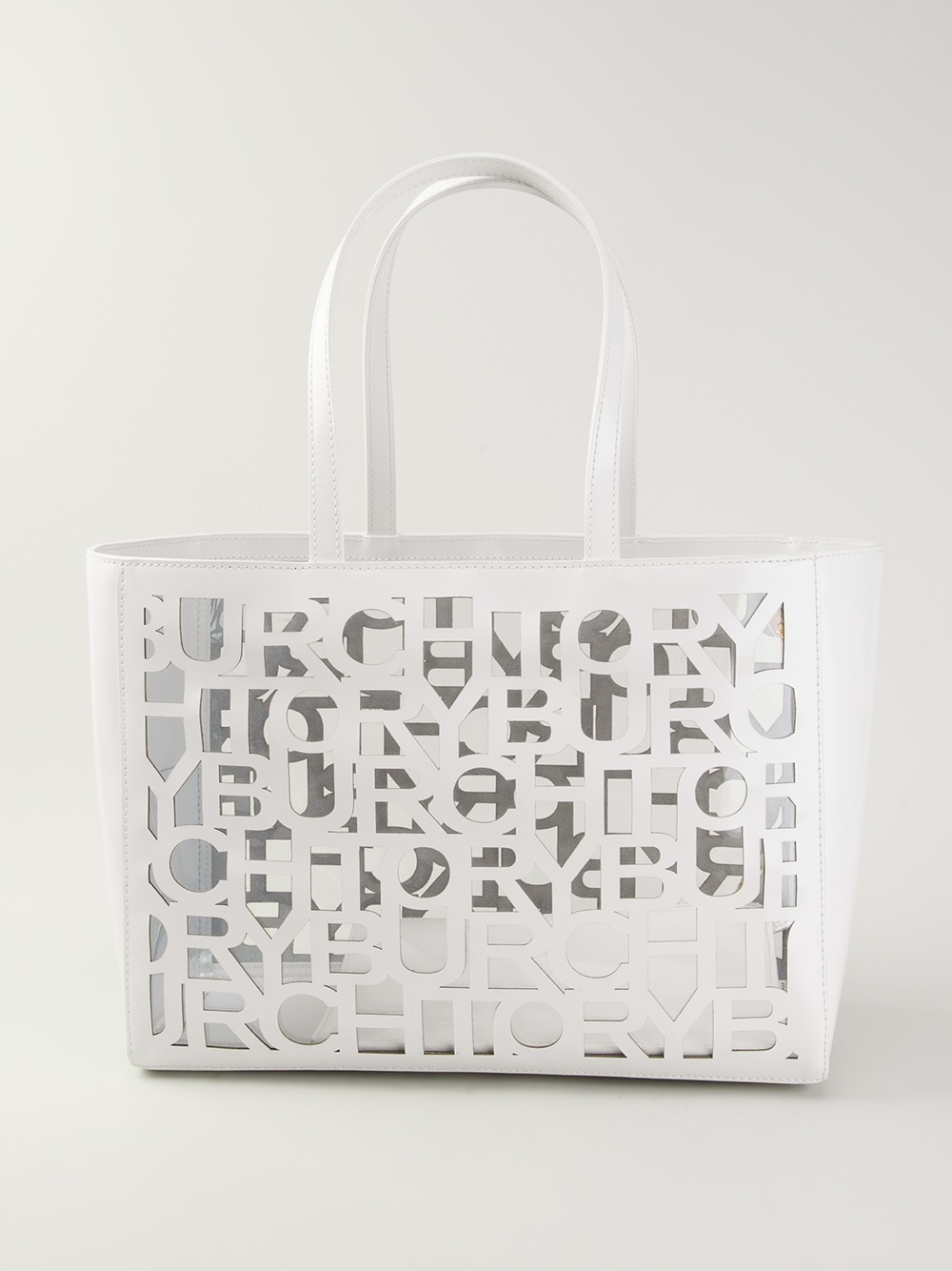 Lyst Tory Burch Logo Cutout Small Tote in White