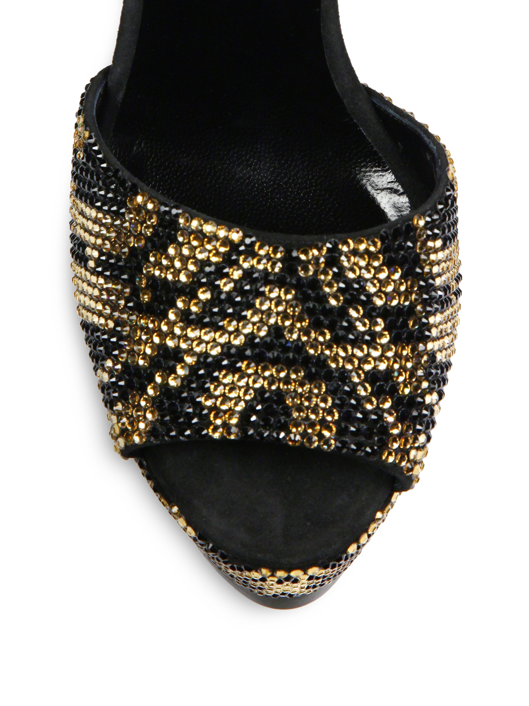 Lyst - Roberto Cavalli Swarovski Crystal-embellished Platform Sandals ...