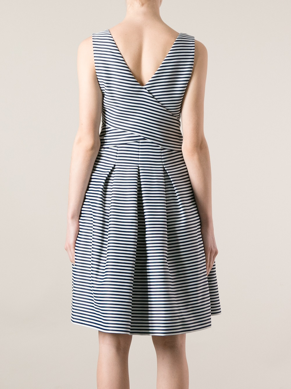 Lyst - Halston Striped Dress in Blue