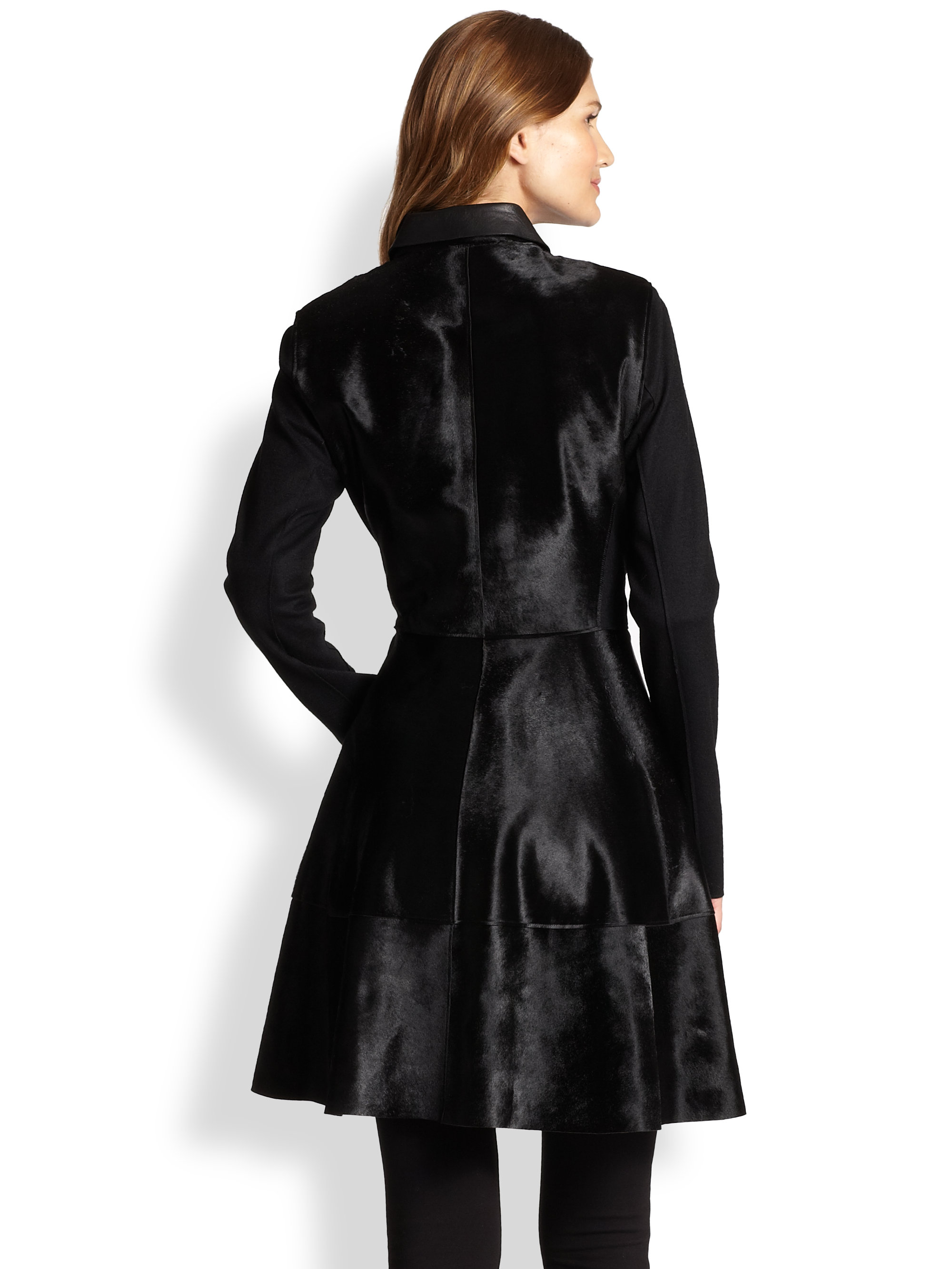 Lyst Elie Tahari Aliza Calf Hair Coat in Black