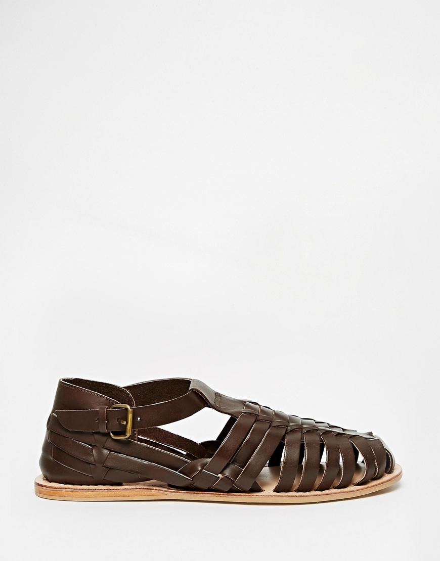 Dune Leather Woven Sandals in Brown for Men | Lyst
