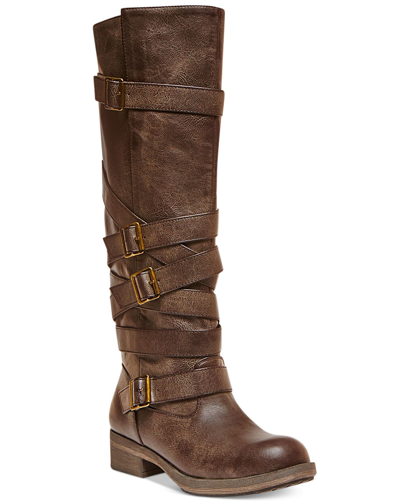 Madden Girl Lilith Tall Shaft Strapped Buckle Boots In Brown Lyst 3294