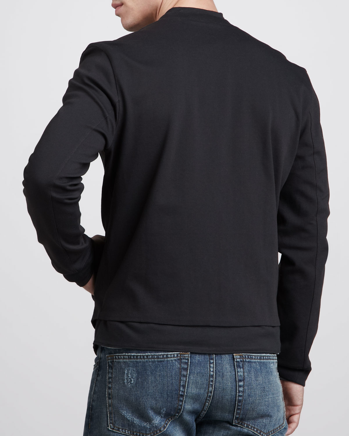 Download Lyst - John Varvatos Mock-collar Zip Jacket in Black for Men