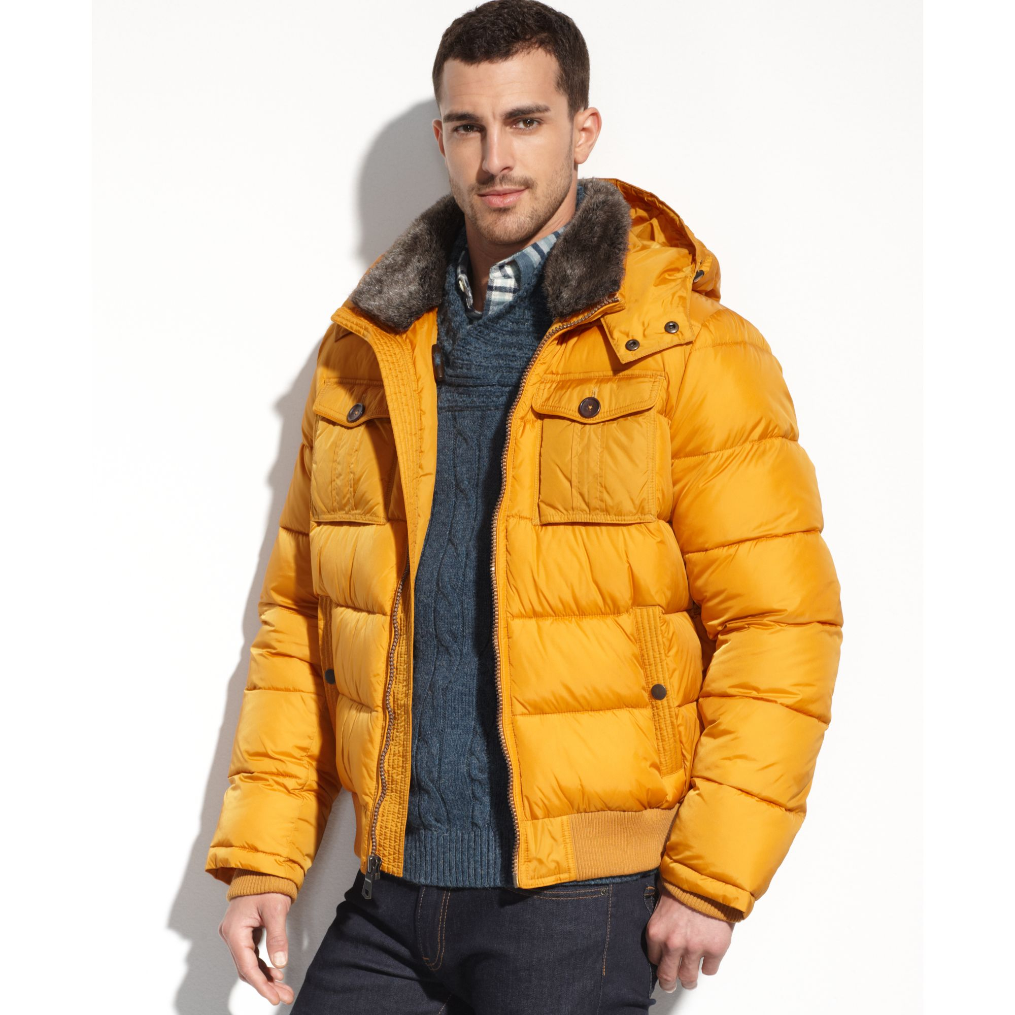 Lyst - Tommy Hilfiger Double Pocket Faux Furtrim Puffer Performance ...