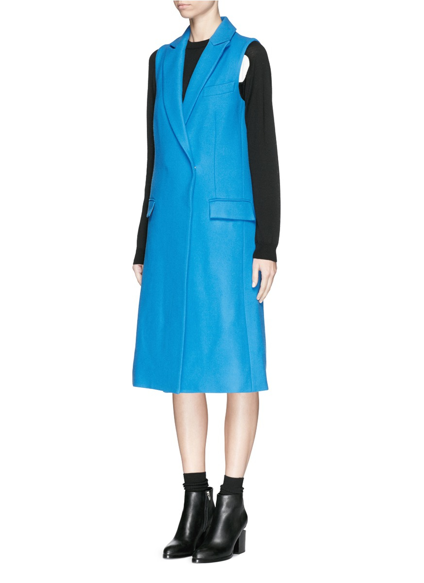 Lyst Nicholas Woolcashmere Felt Sleeveless Long Coat in Blue