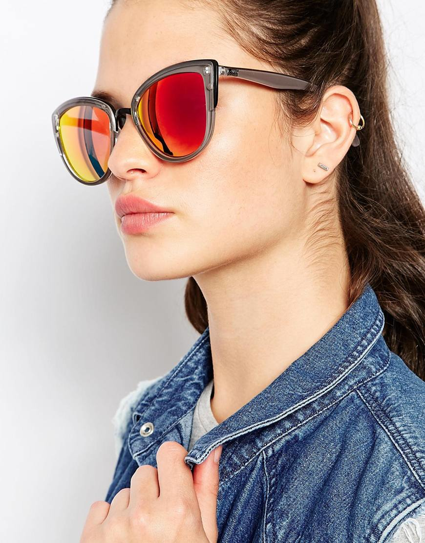 Lyst Quay My Girl Mirror Cat Eye Sunglasses in Brown