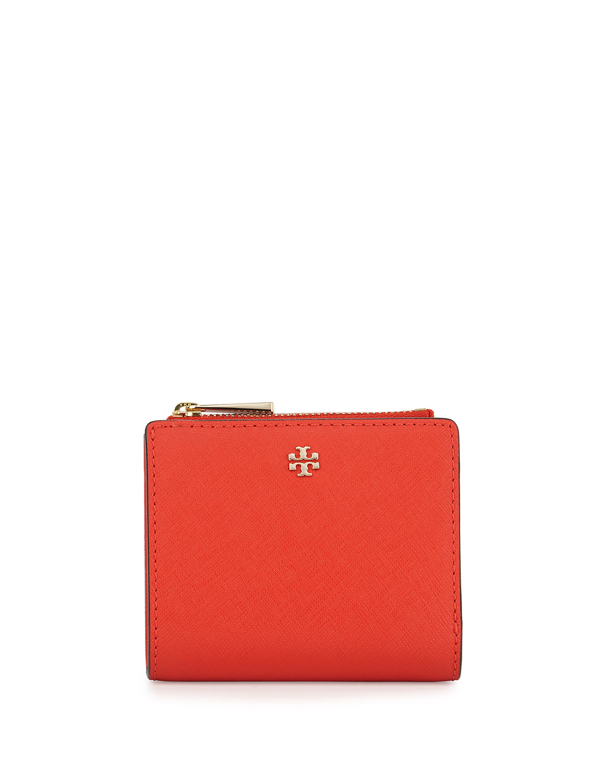 Tory burch Robinson Leather Mini Wallet in Red | Lyst