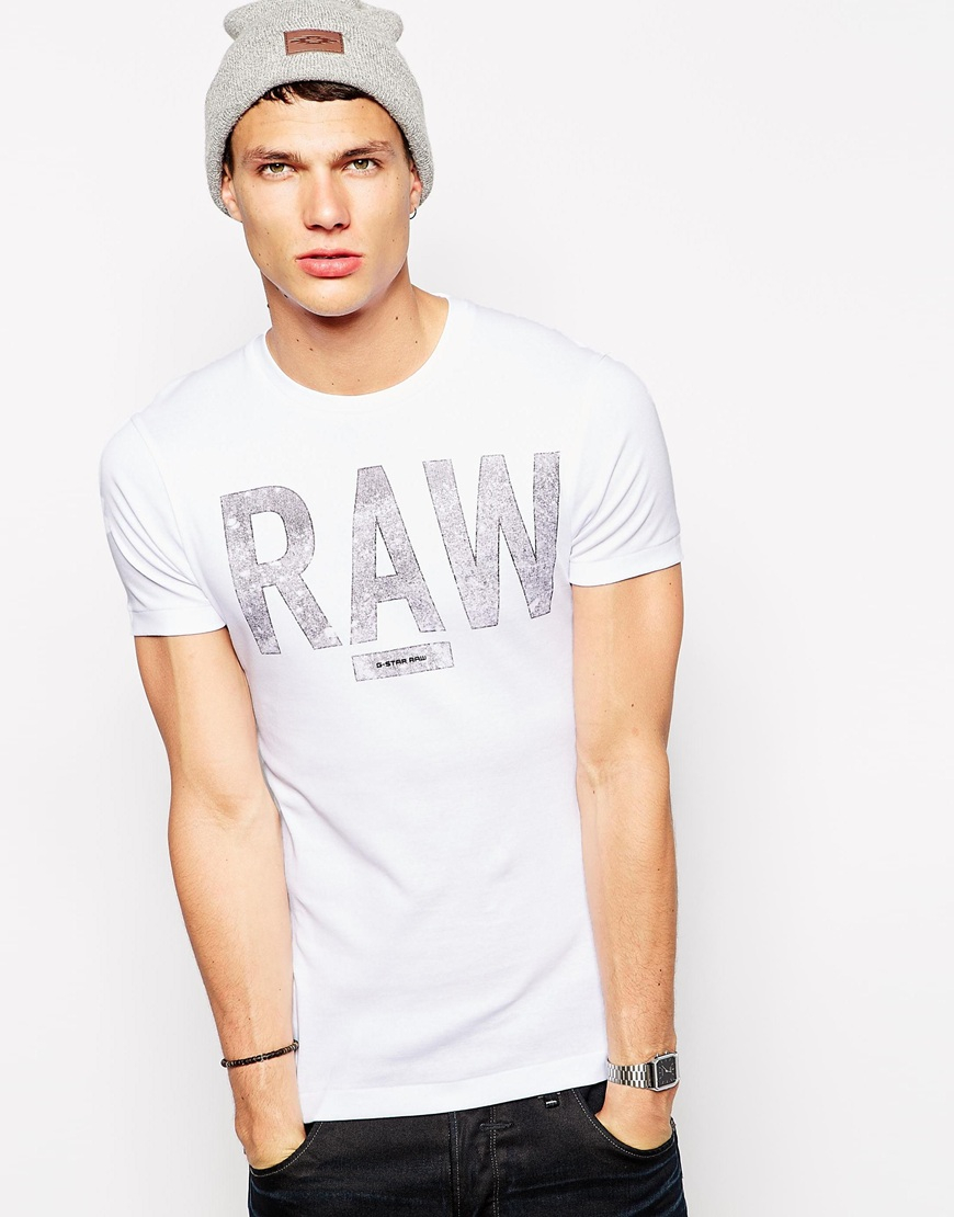 Lyst - G-Star Raw G Star T-Shirt Terrams Rib Raw Logo in White for Men