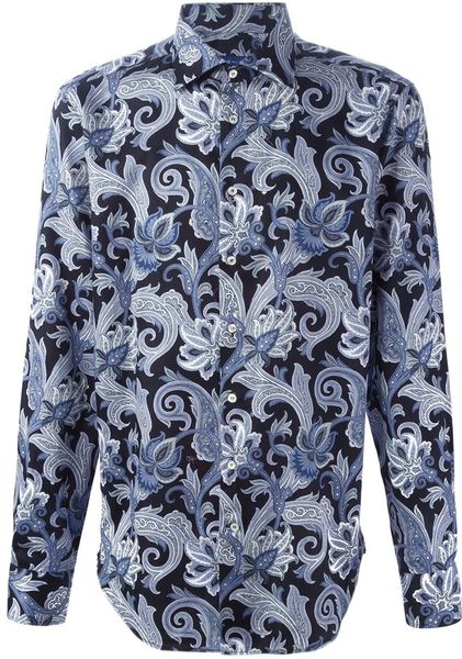 Etro Brocade Print Shirt in White for Men (black) | Lyst