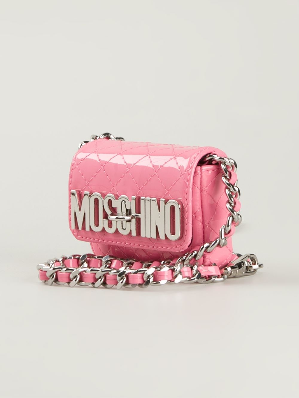 Lyst - Moschino Mini Quilted Crossbody Bag in Pink