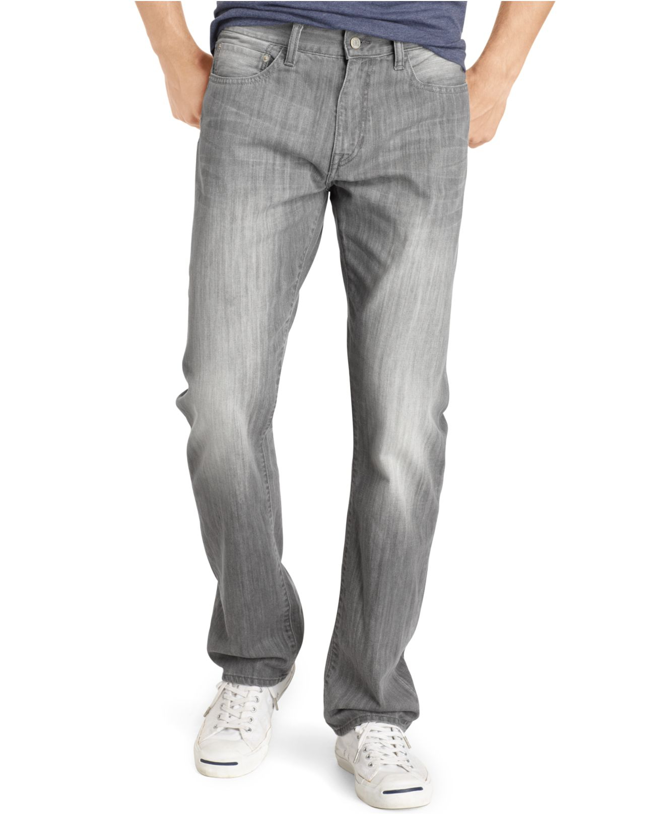 Lyst - Izod Straight-Fit Grey Used Jeans in Gray for Men