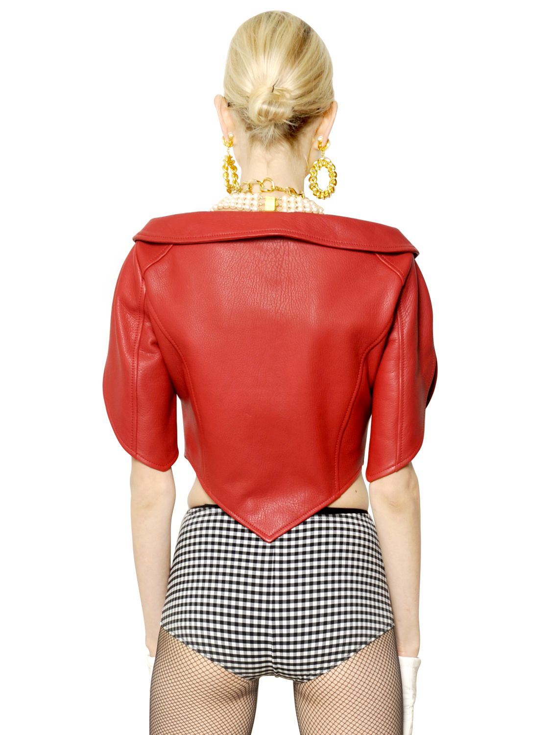 Lyst Moschino Heart Shaped Nappa Leather Jacket in Red