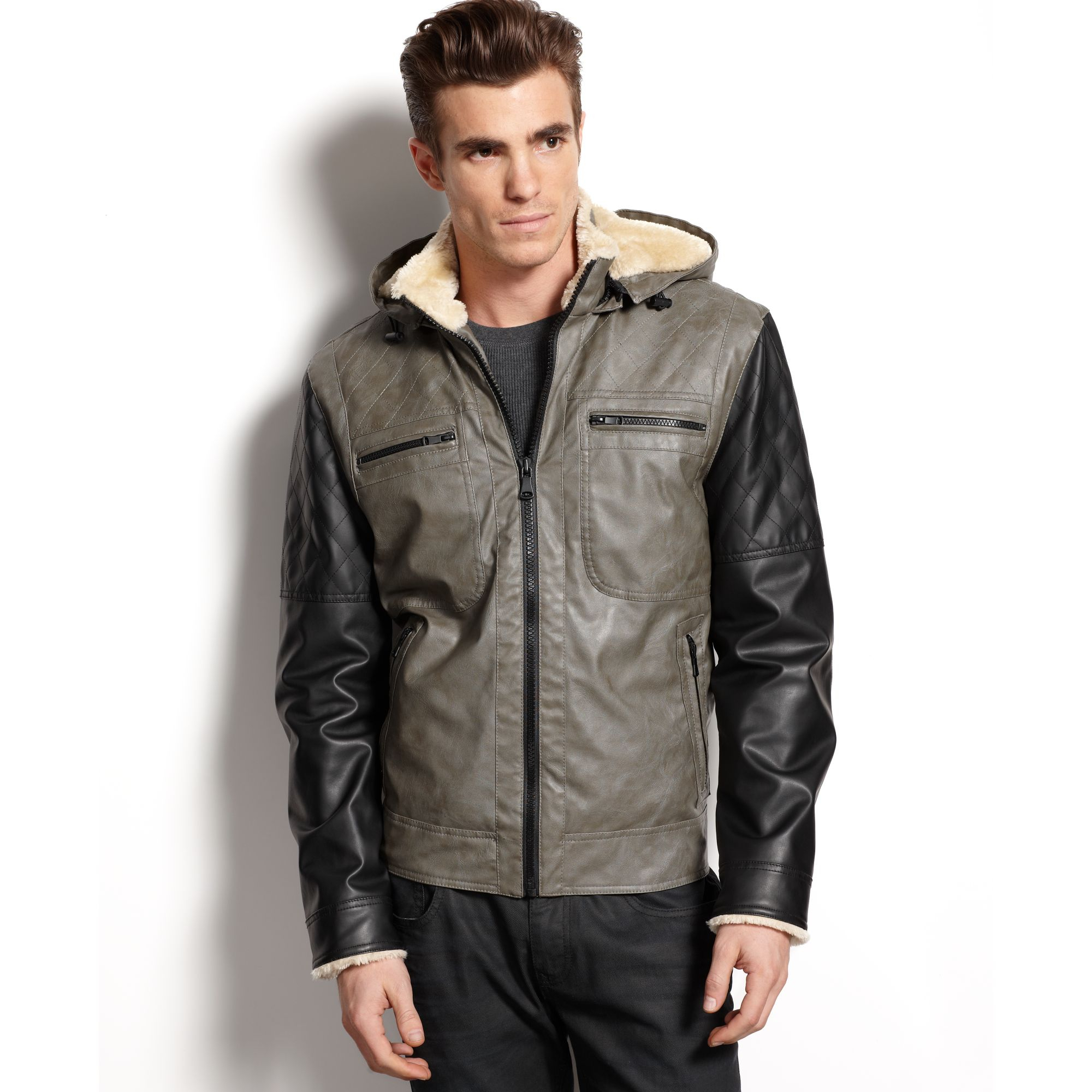Inc international concepts Collin Hooded Jacket in Gray for Men | Lyst