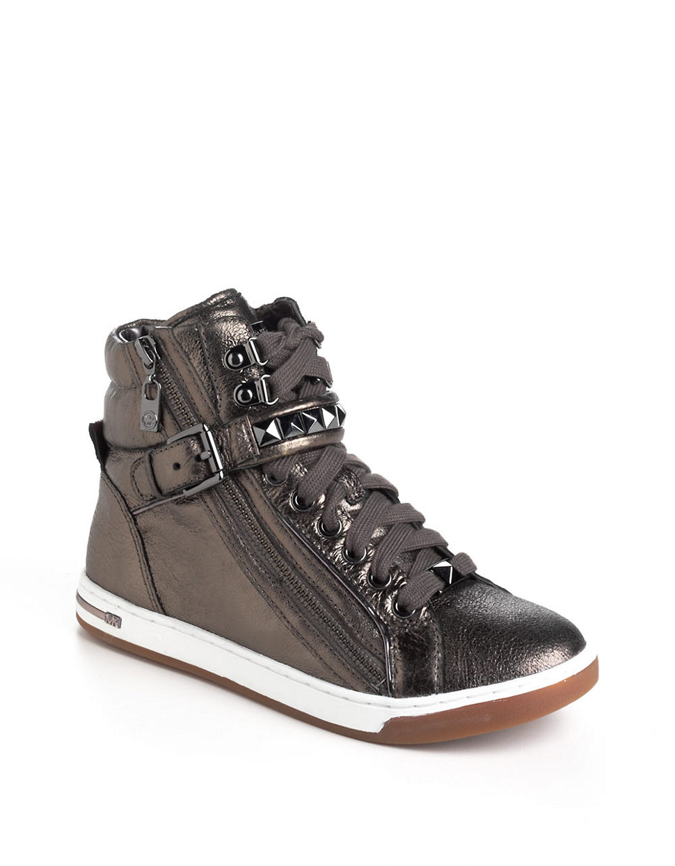 Lyst - MICHAEL Michael Kors Glam Studded Leather High Top Sneakers in ...