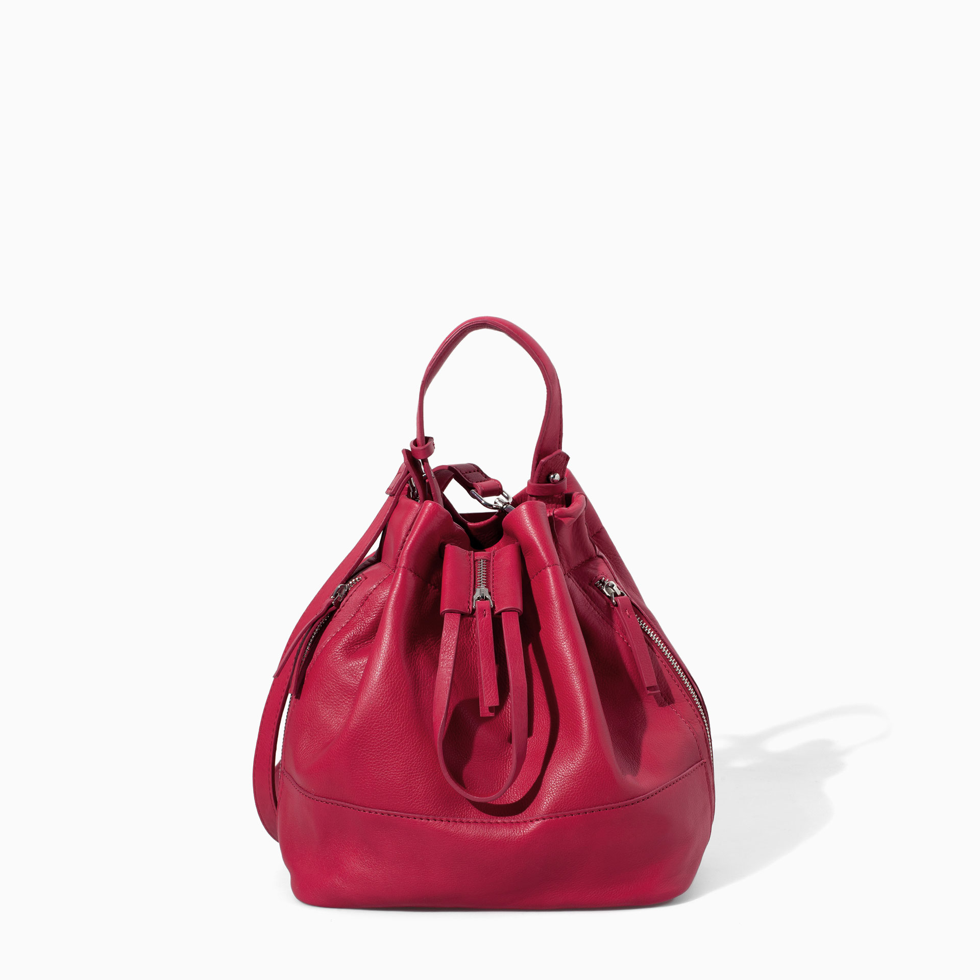 Zara Leather Bucket Bag in Pink Lyst