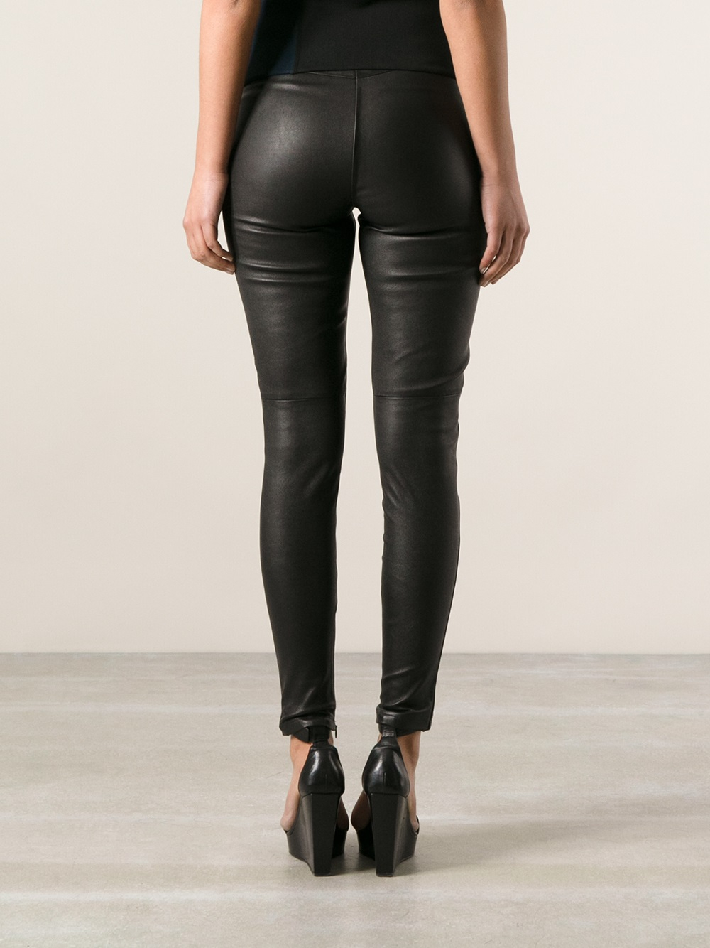 Victoria beckham Leather Leggings in Black | Lyst