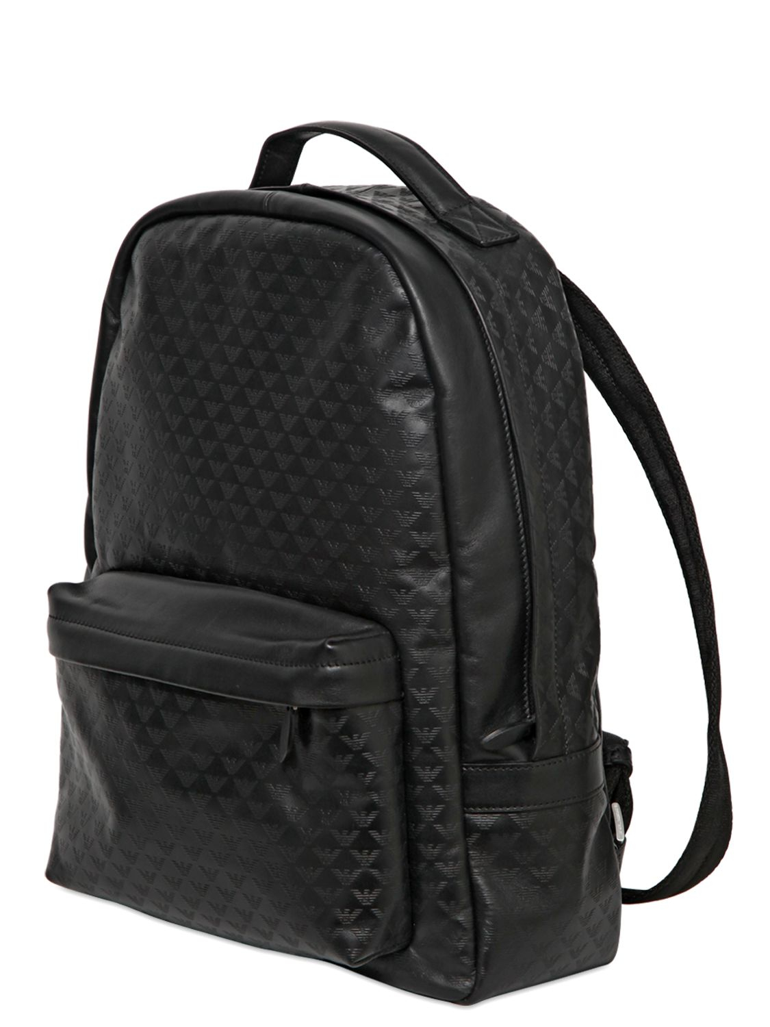Lyst - Emporio Armani Printed Logo Leather Backpack in Black for Men