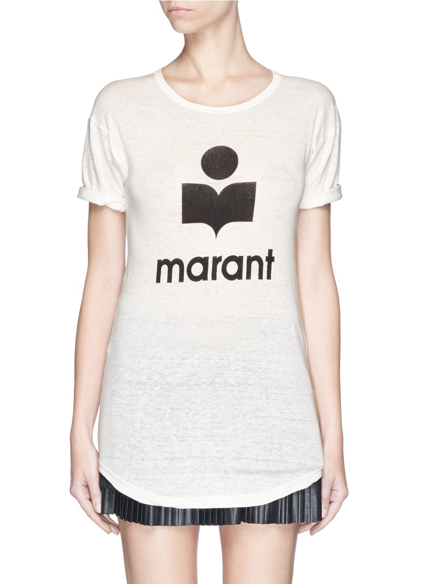 Lyst - Étoile Isabel Marant 'koldi' Roll Sleeve Logo T-shirt in White