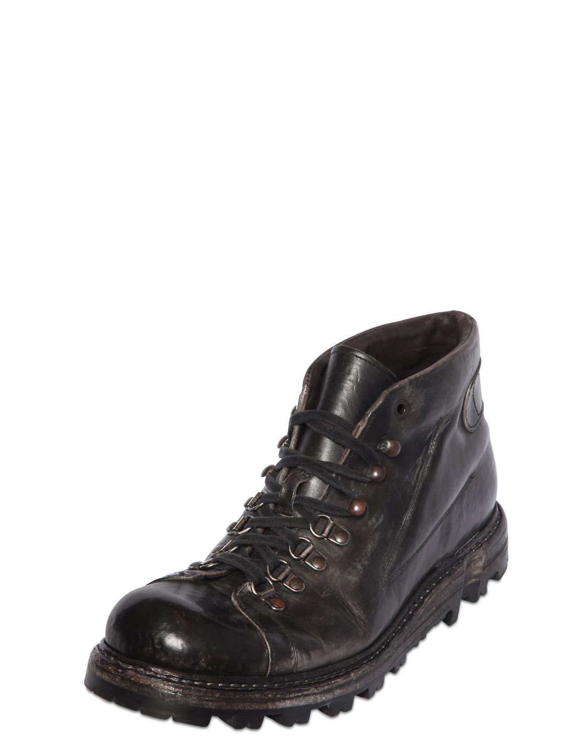 Lyst - Shoto Washed Leather Combat Boots in Black for Men