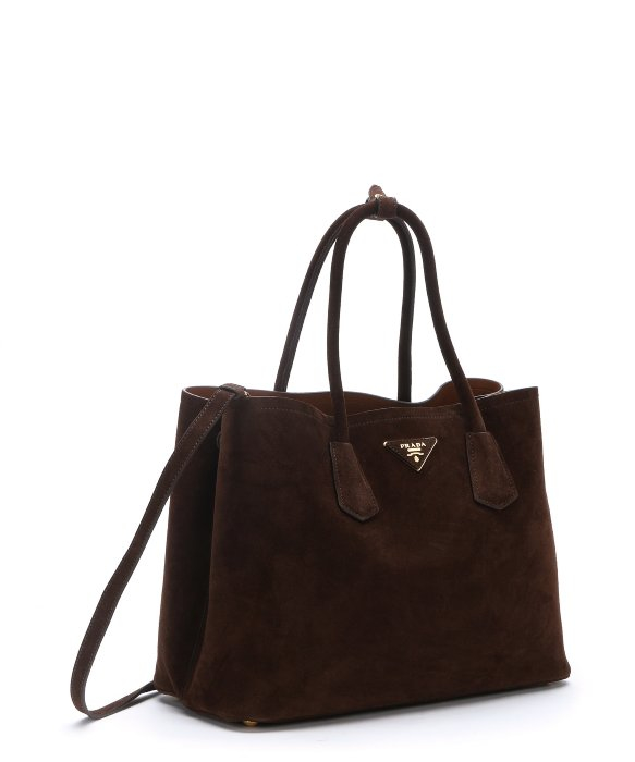Prada Pre-owned: Dark Brown Suede Side-expandable Convertible Tote ...  