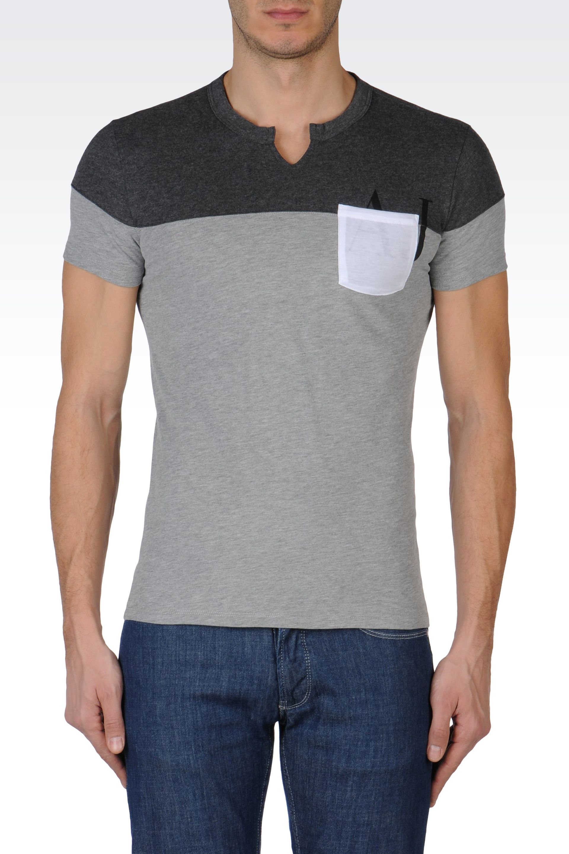 Armani jeans Tshirt in Colour Block Jersey in Gray for Men | Lyst