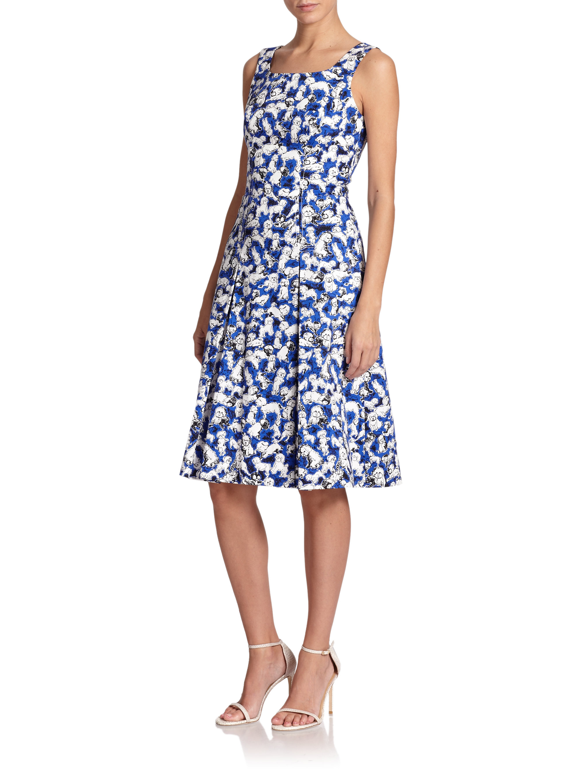 Lyst - Carolina Herrera Gaspar-print A-line Dress in Blue