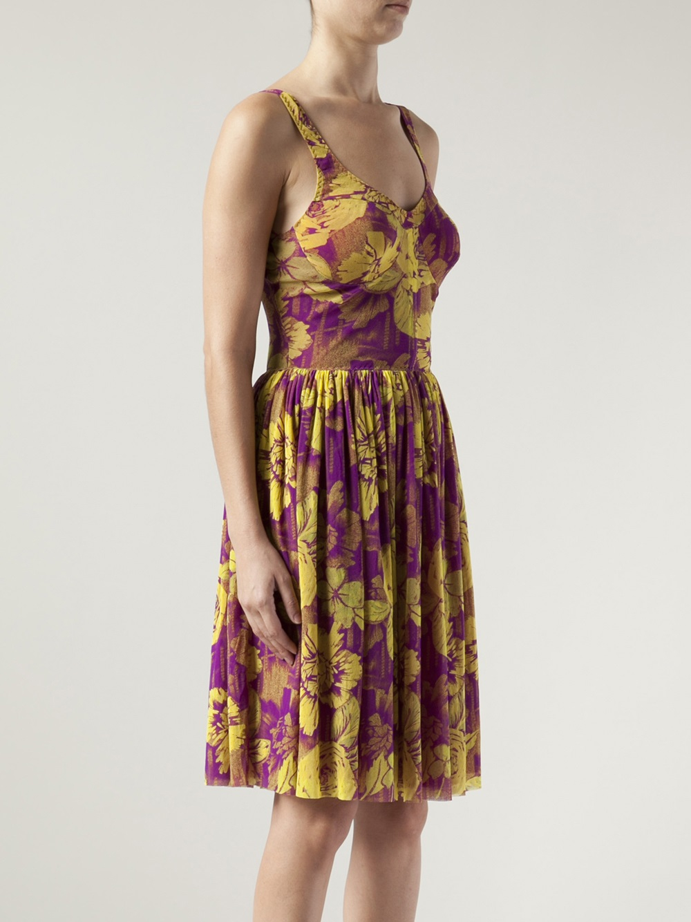Jean paul gaultier Graphic Floral Bustier Dress in Purple | Lyst