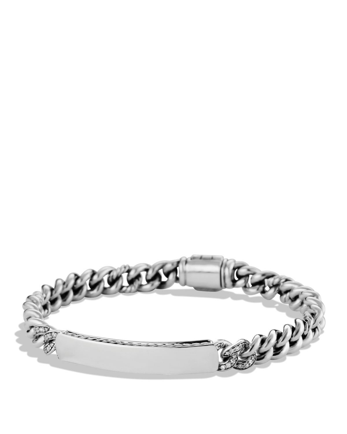 David yurman Petite Pavé Curb Link Id Bracelet With Diamonds in ...