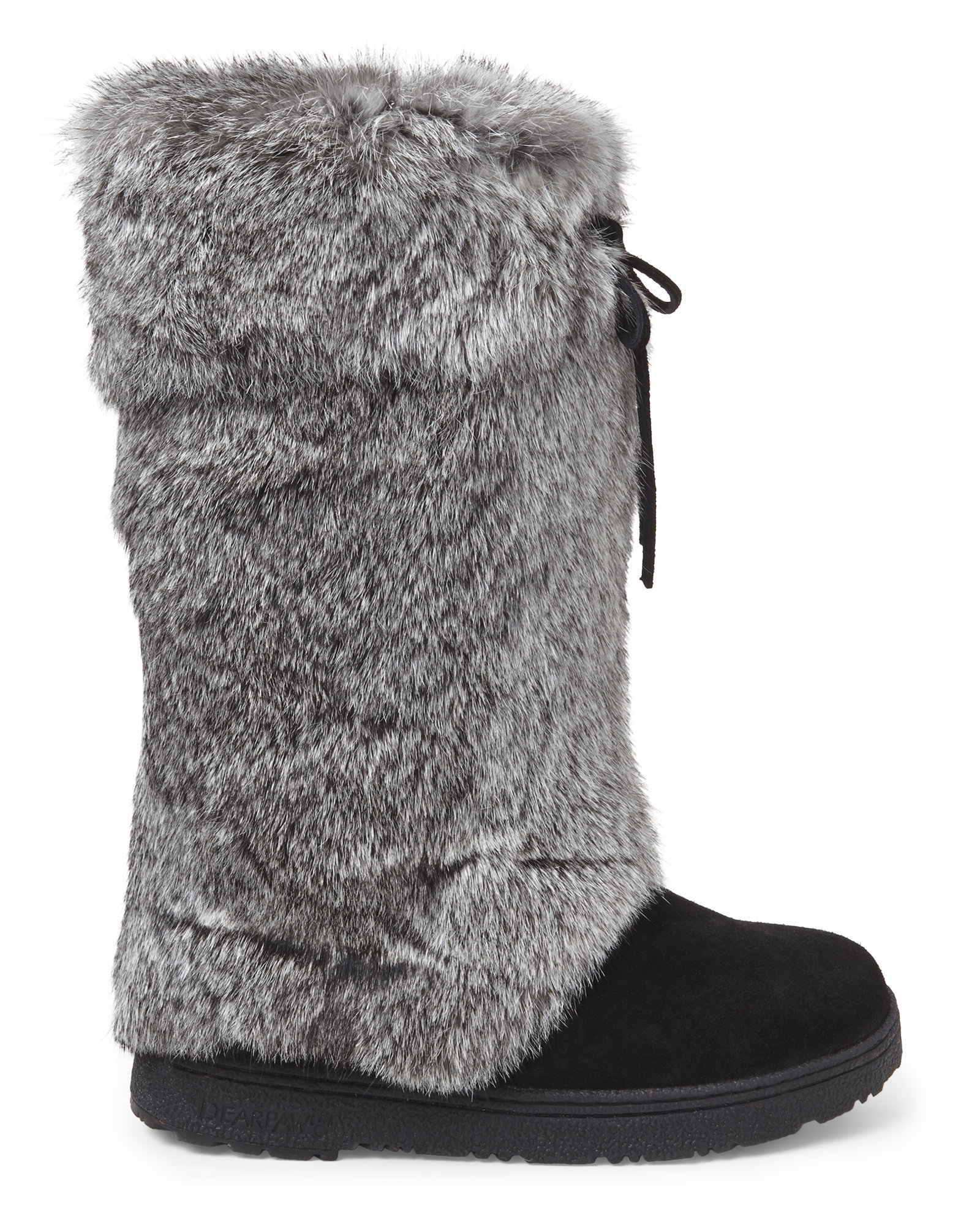 Lyst Bearpaw Black &amp; Grey Elsa Real Rabbit Fur Boots in Gray