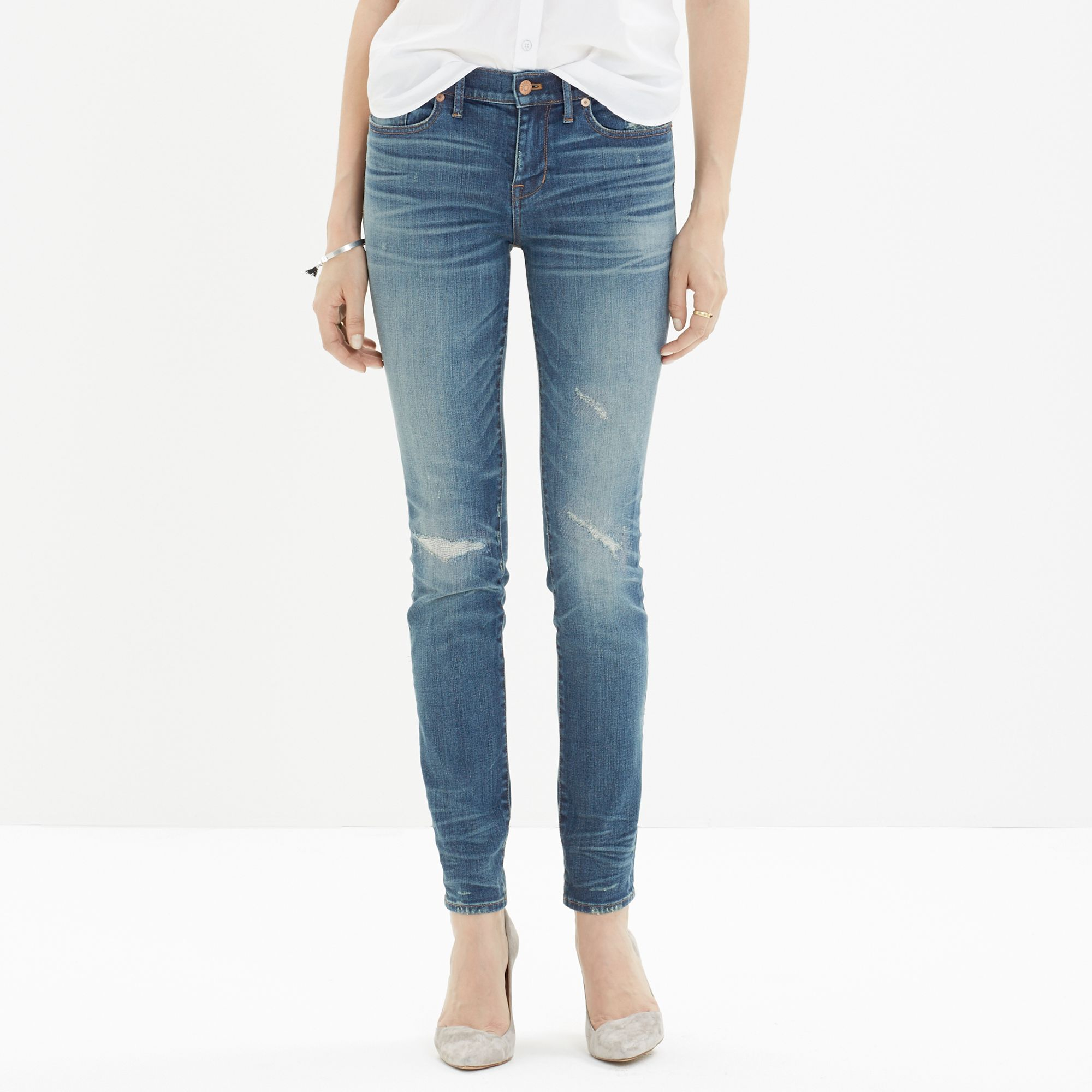 Madewell Skinny Skinny Jeans: Rip And Repair Edition in Blue (nash wash ...