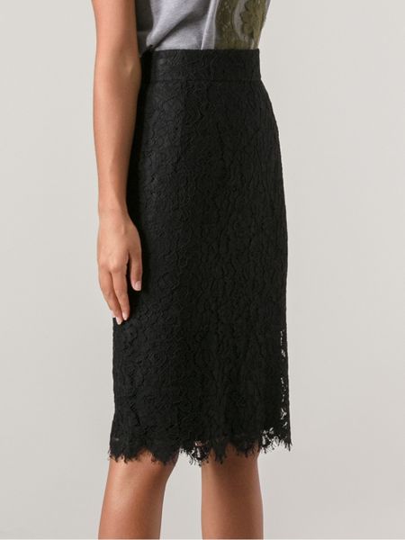 Dolce & Gabbana Lace Pencil Skirt in Black | Lyst