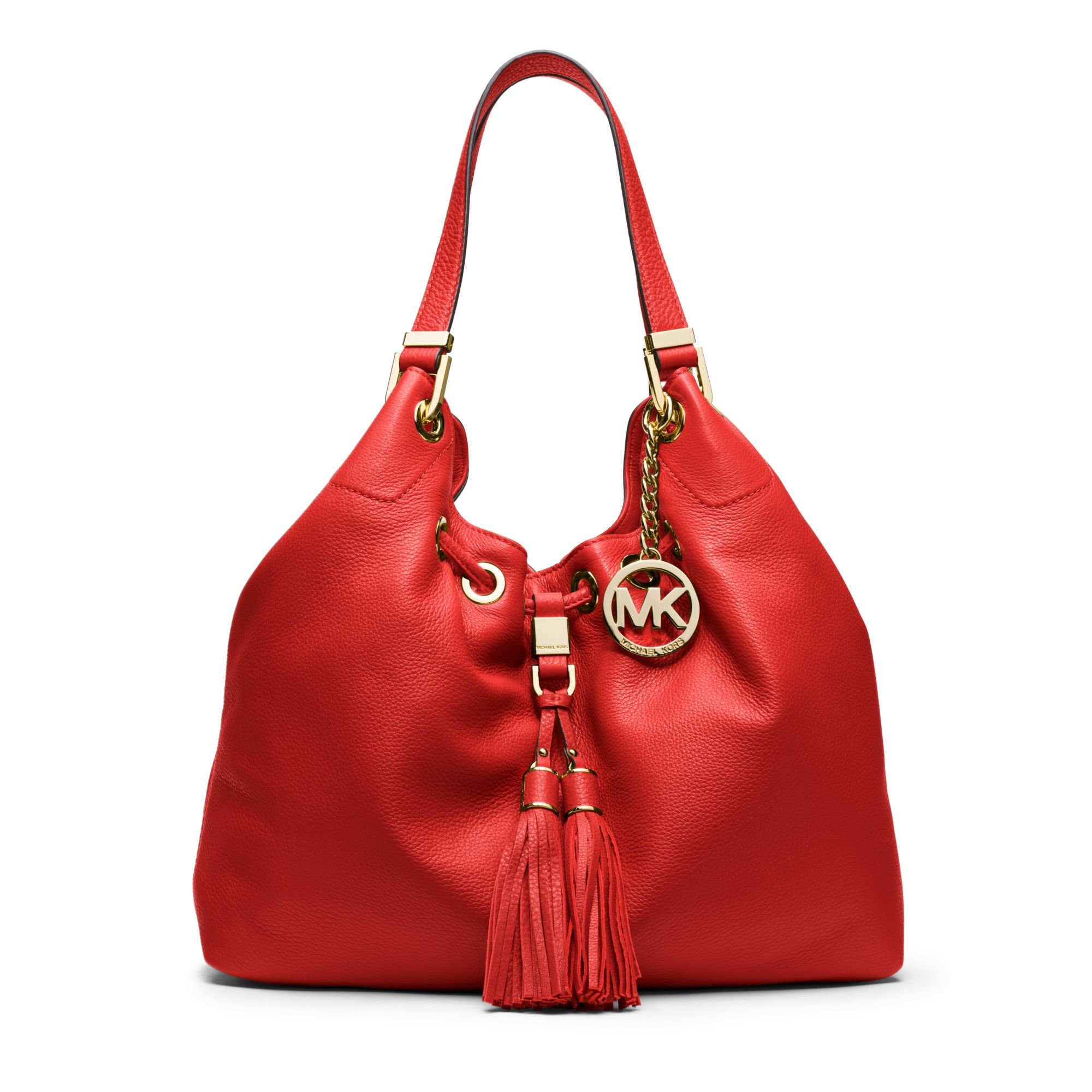 Lyst - Michael Kors Camden Large Leather Drawstring Shoulder Bag in Red