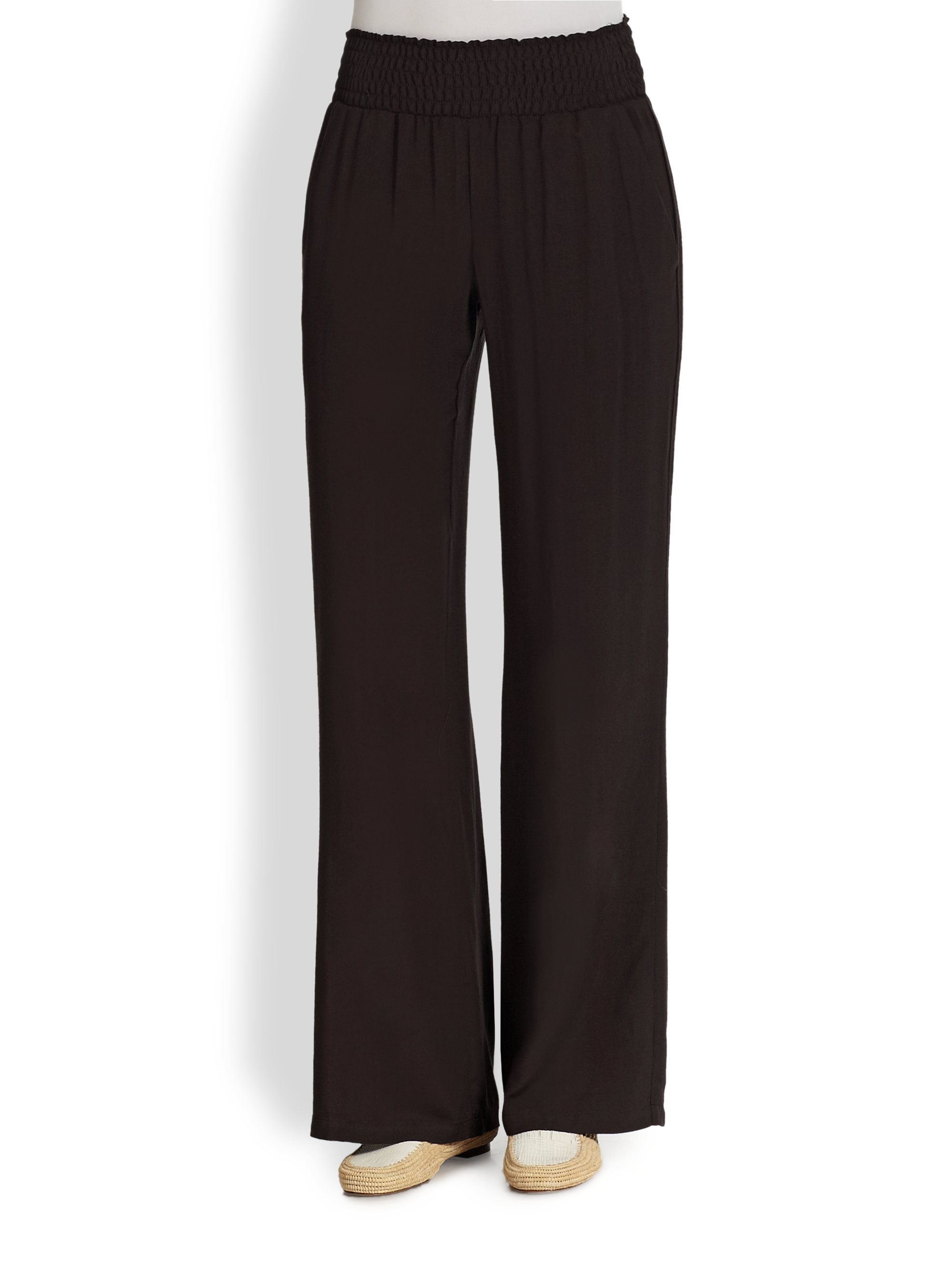 Lyst - Splendid Smocked-Waist Wide-Leg Pants in Black