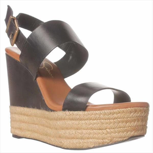 Jessica Simpson Allyn Wedge Sandal in Black | Lyst