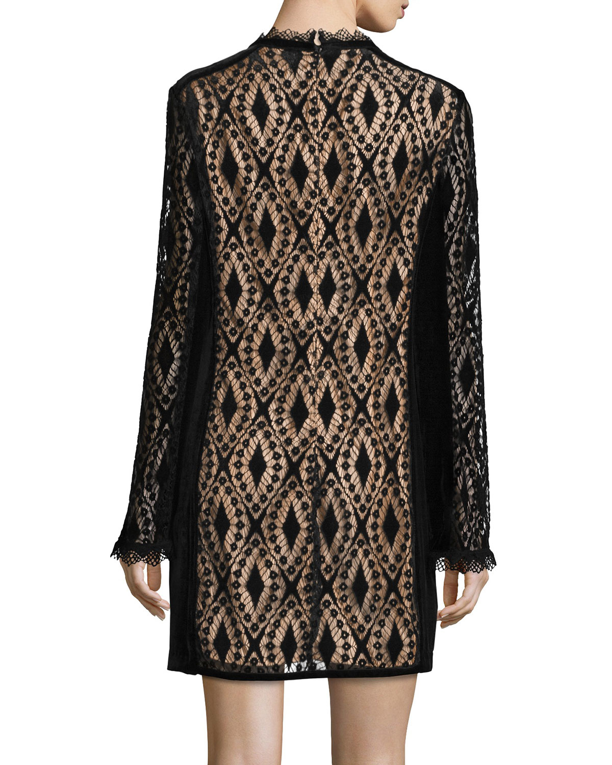 Lyst - Nanette Lepore Long-Sleeve Lace Shift Dress in Black