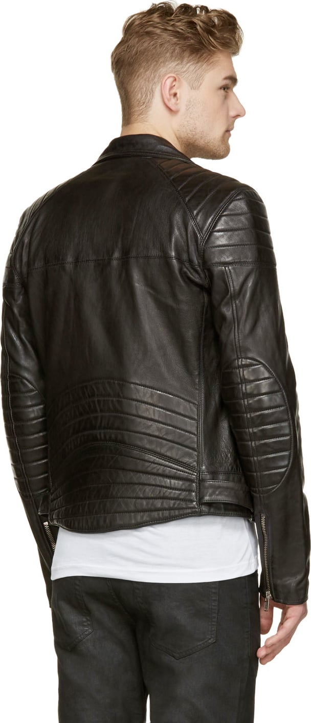 Lyst - Blk Dnm Black Leather Quilted Biker Jacket in Black