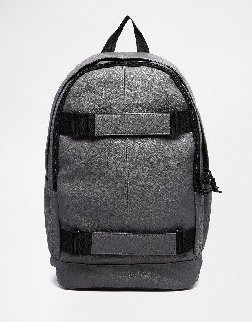 Lyst - Asos Skater Backpack In Gray Faux Leather in Gray for Men