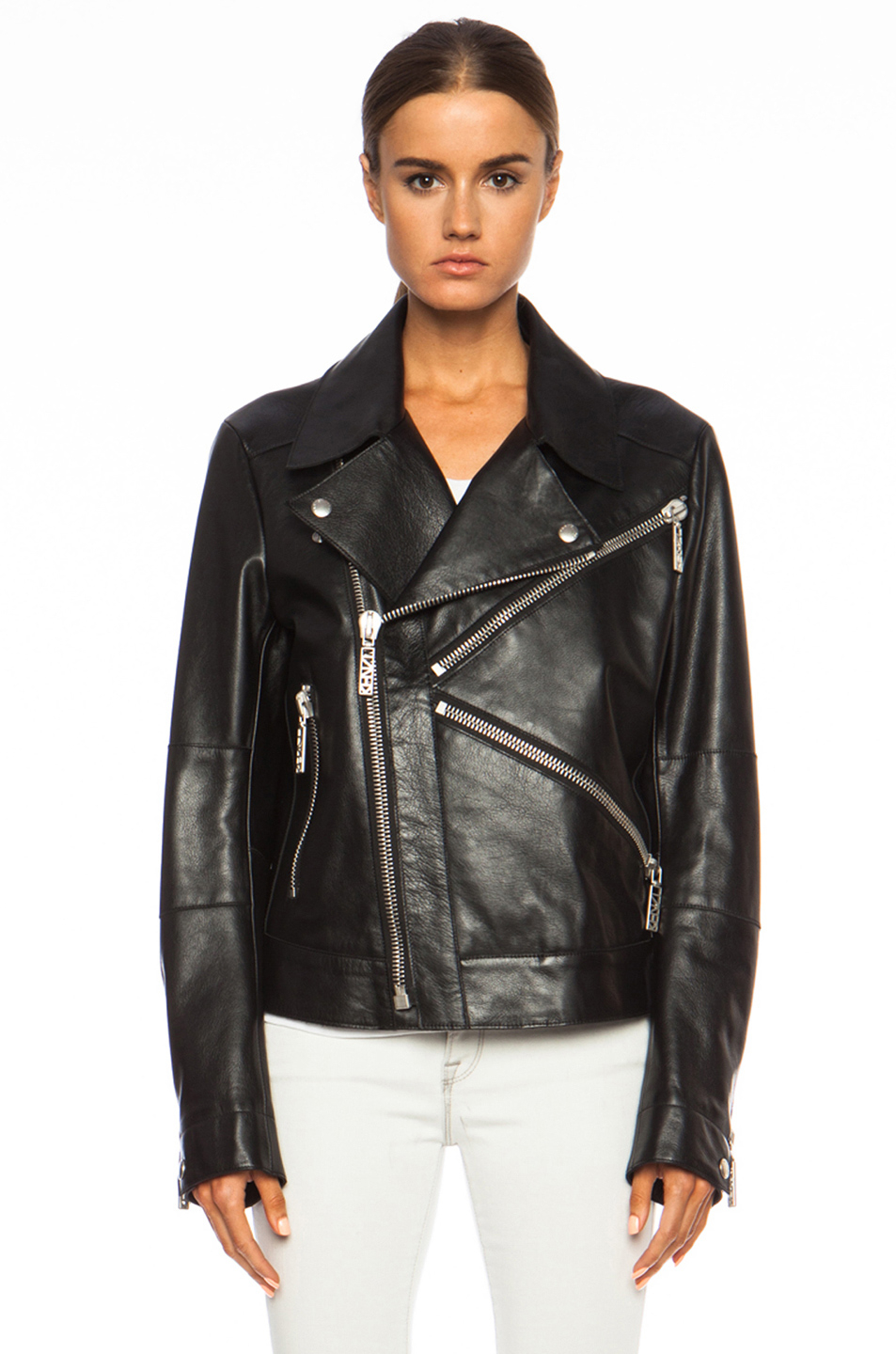 Lyst - Kenzo Bull Leather Jacket with K Zipper in Black