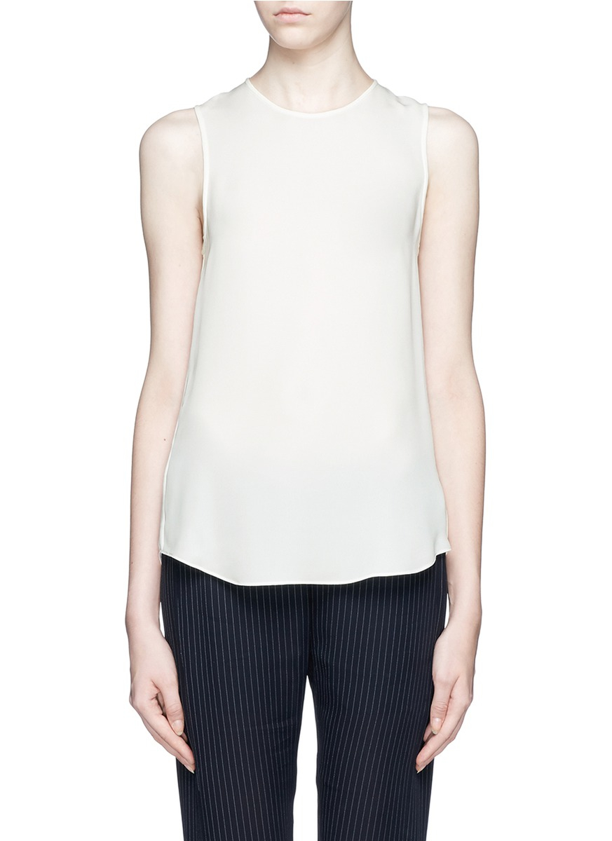 Theory Bringam 'silk Georgette Sleeveless Blouse in White | Lyst