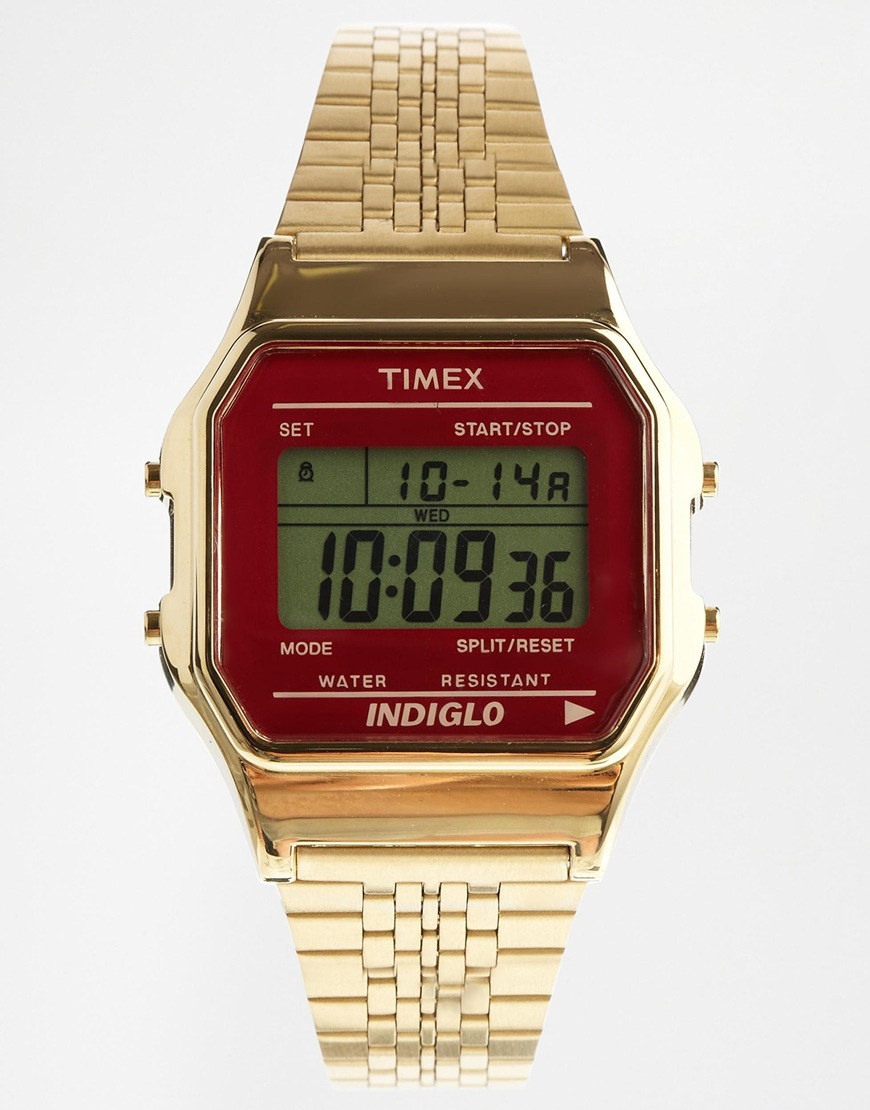 Timex Exclusive For Asos Vintage Style Digital Watch in Metallic for