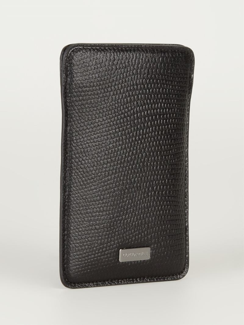 Lyst Armani Leather Phone Case in Black for Men