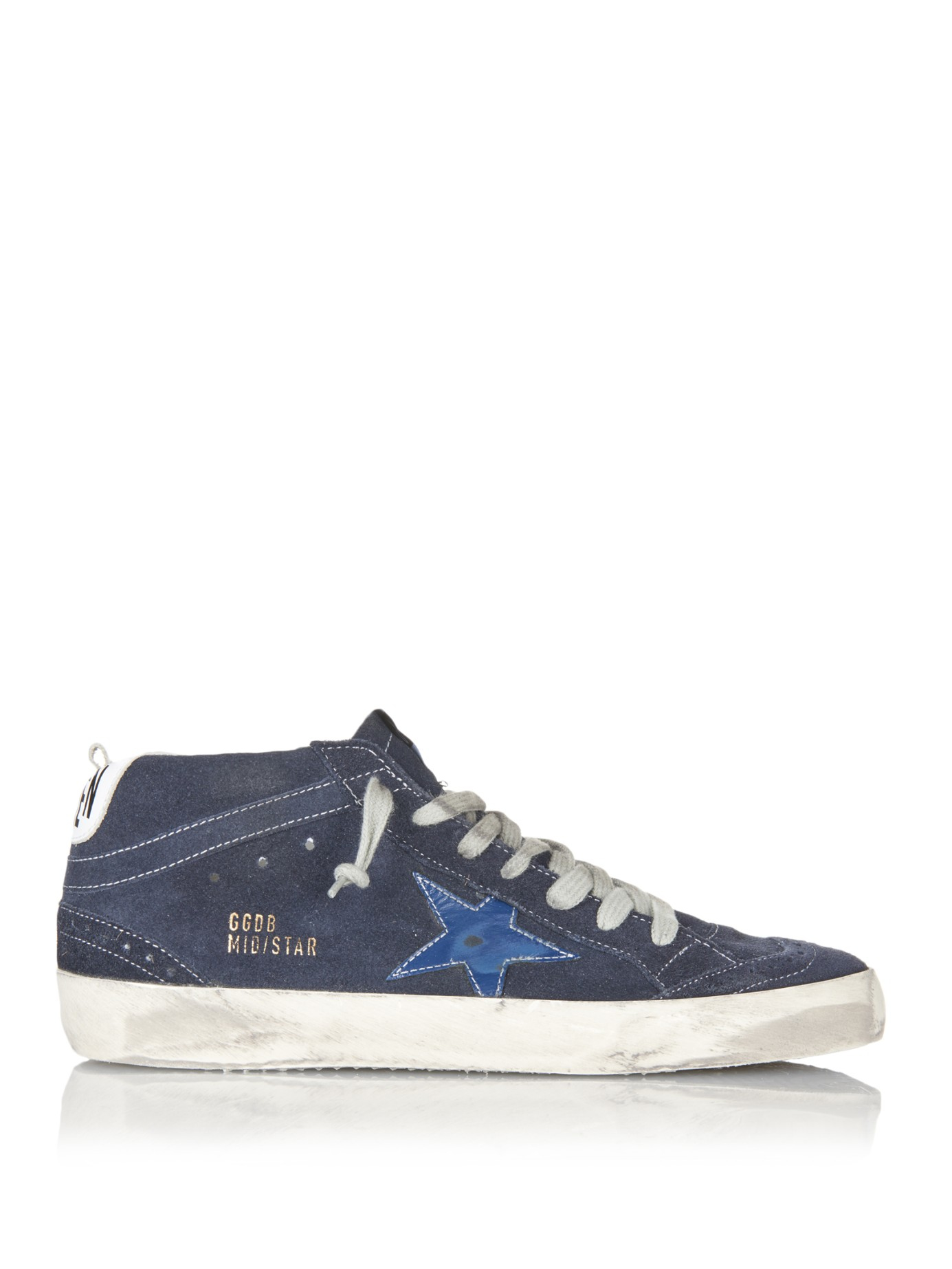 Golden Goose Deluxe Brand Mid Star Distressed-Suede Sneakers in Blue - Lyst
