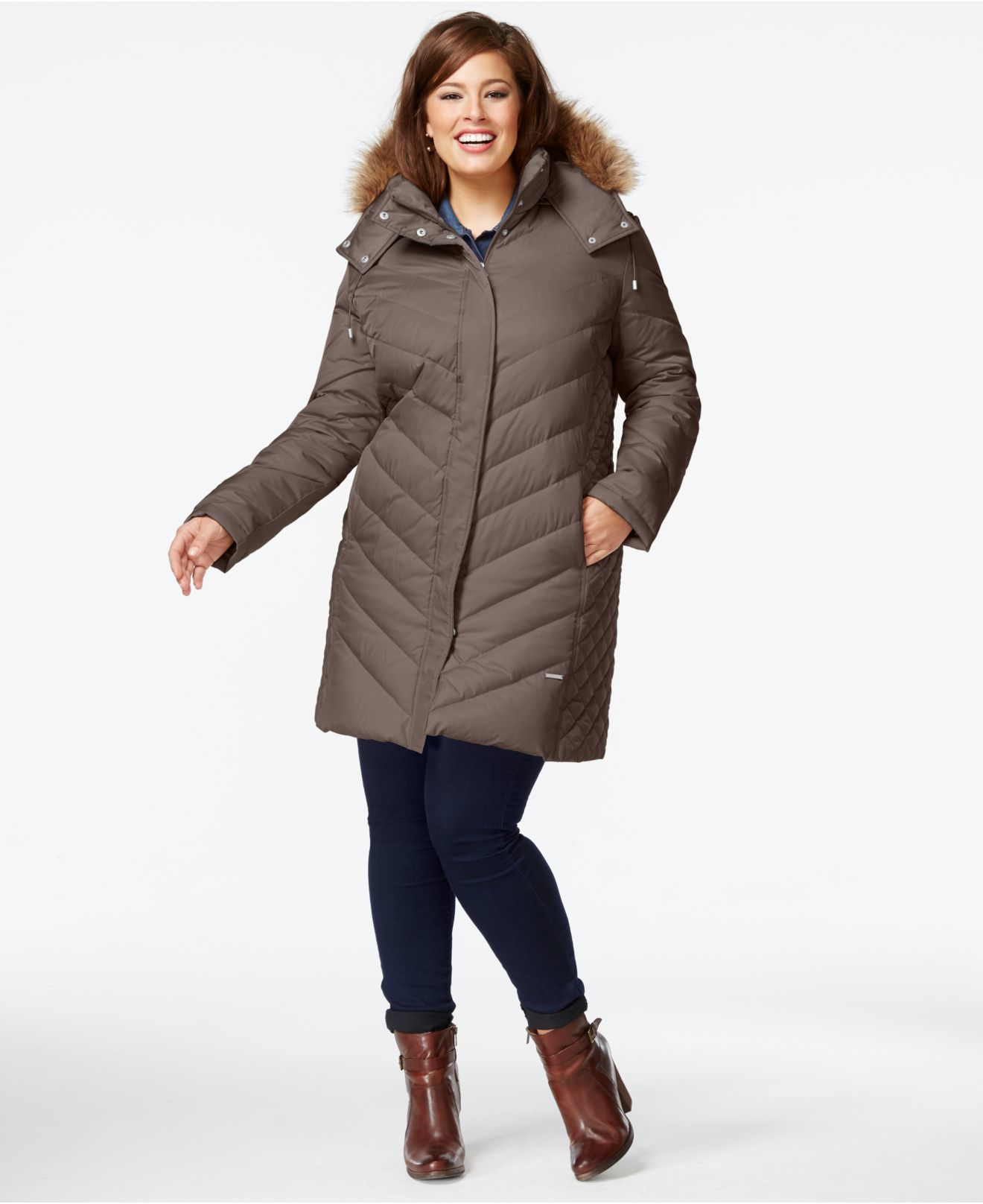 big fur hood coat plus size
