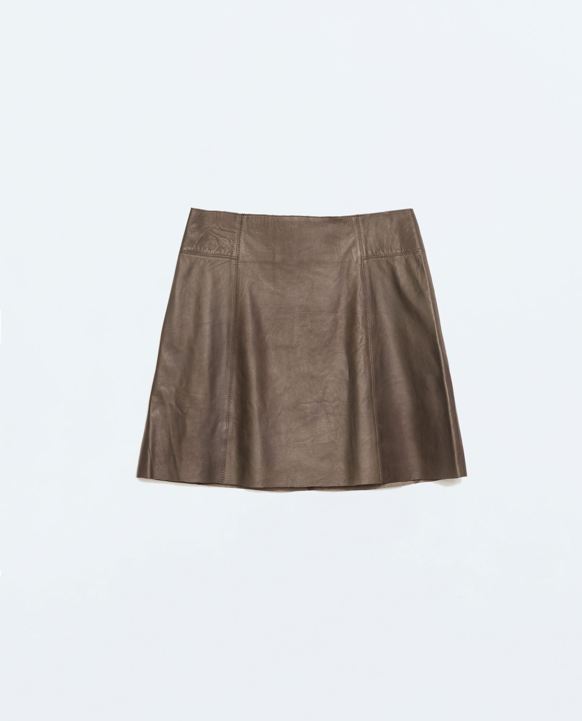 Zara Leather Mini Skirt in Natural | Lyst