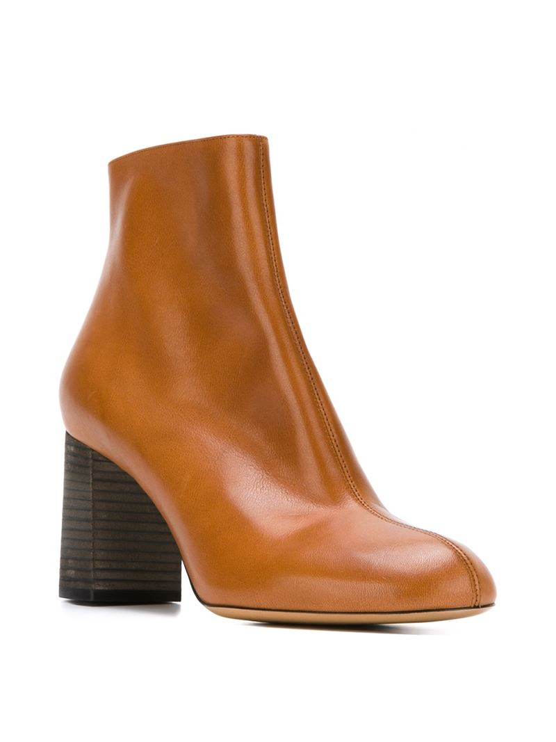 chunky heel boots brown