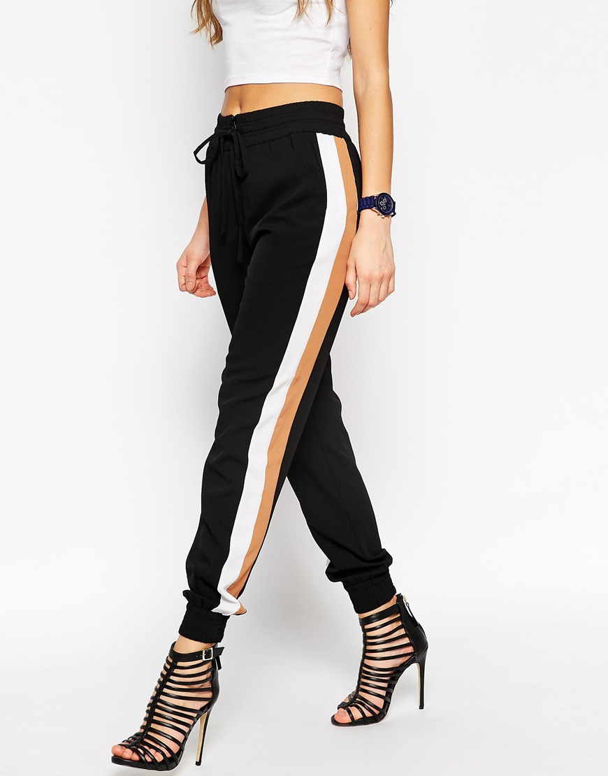 Lyst - Asos Woven Cuffed Trousers With Side Stripe in Black