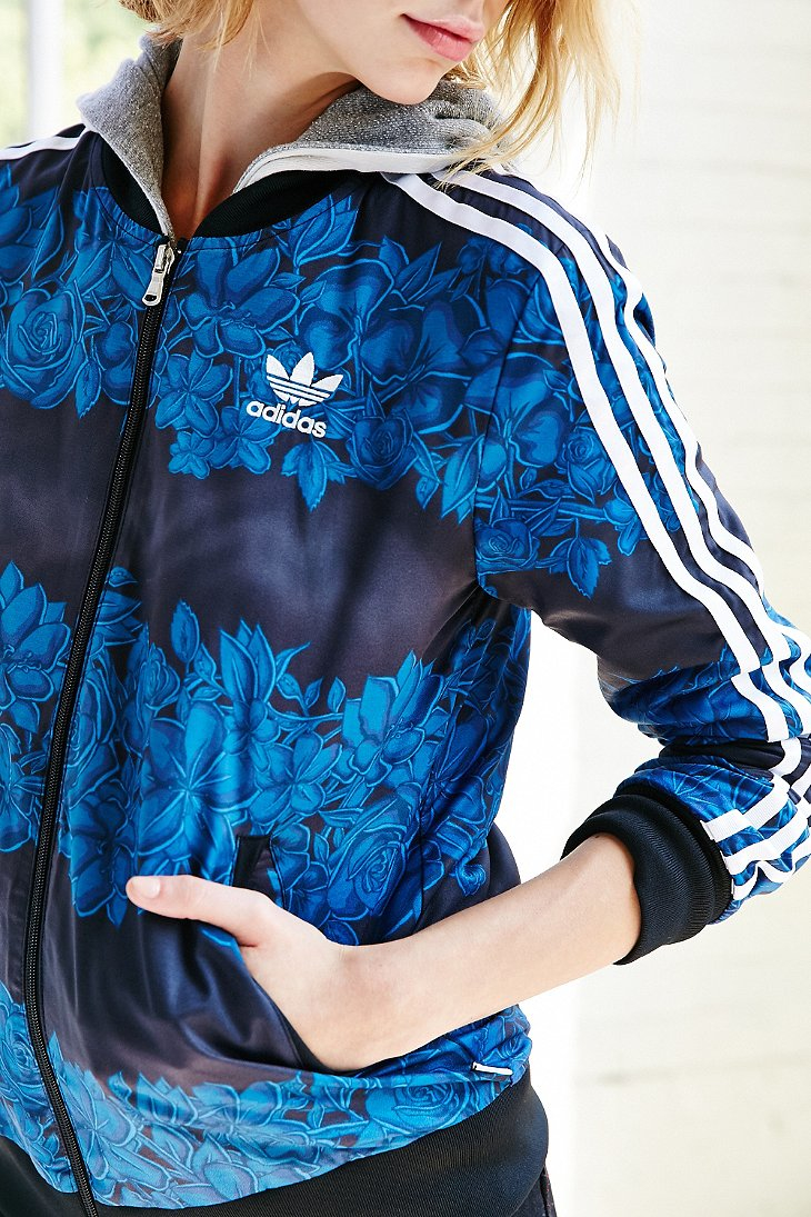 adidas blue floral jacket