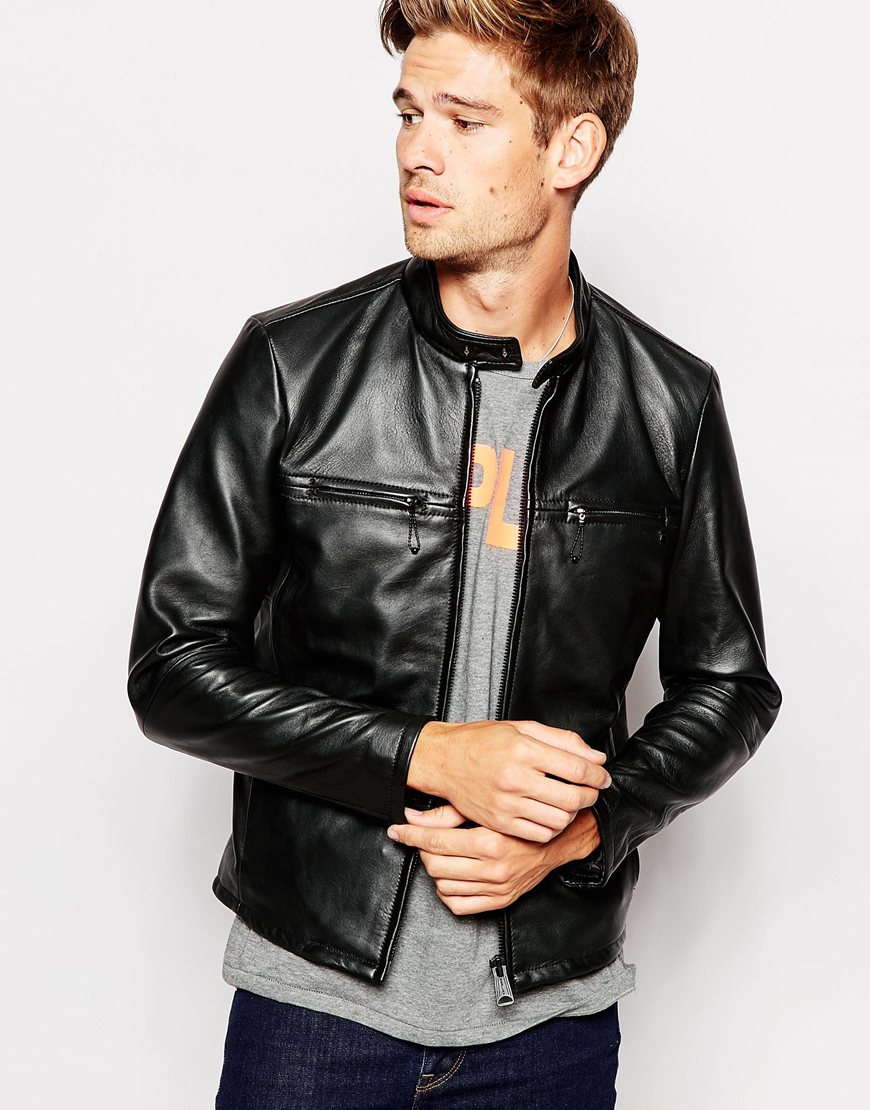 Lyst Replay Leather Biker Jacket Vintage Look In Black For Men Gallery