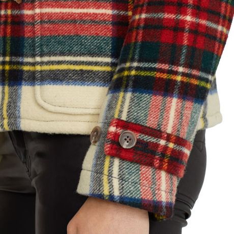 Polo Ralph Lauren Plaid Wool Duffel Coat in Multicolor (Cream) | Lyst